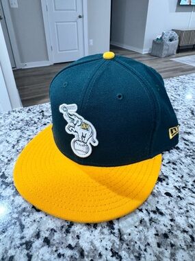New Era Green and Yellow Oakland A’s fitted